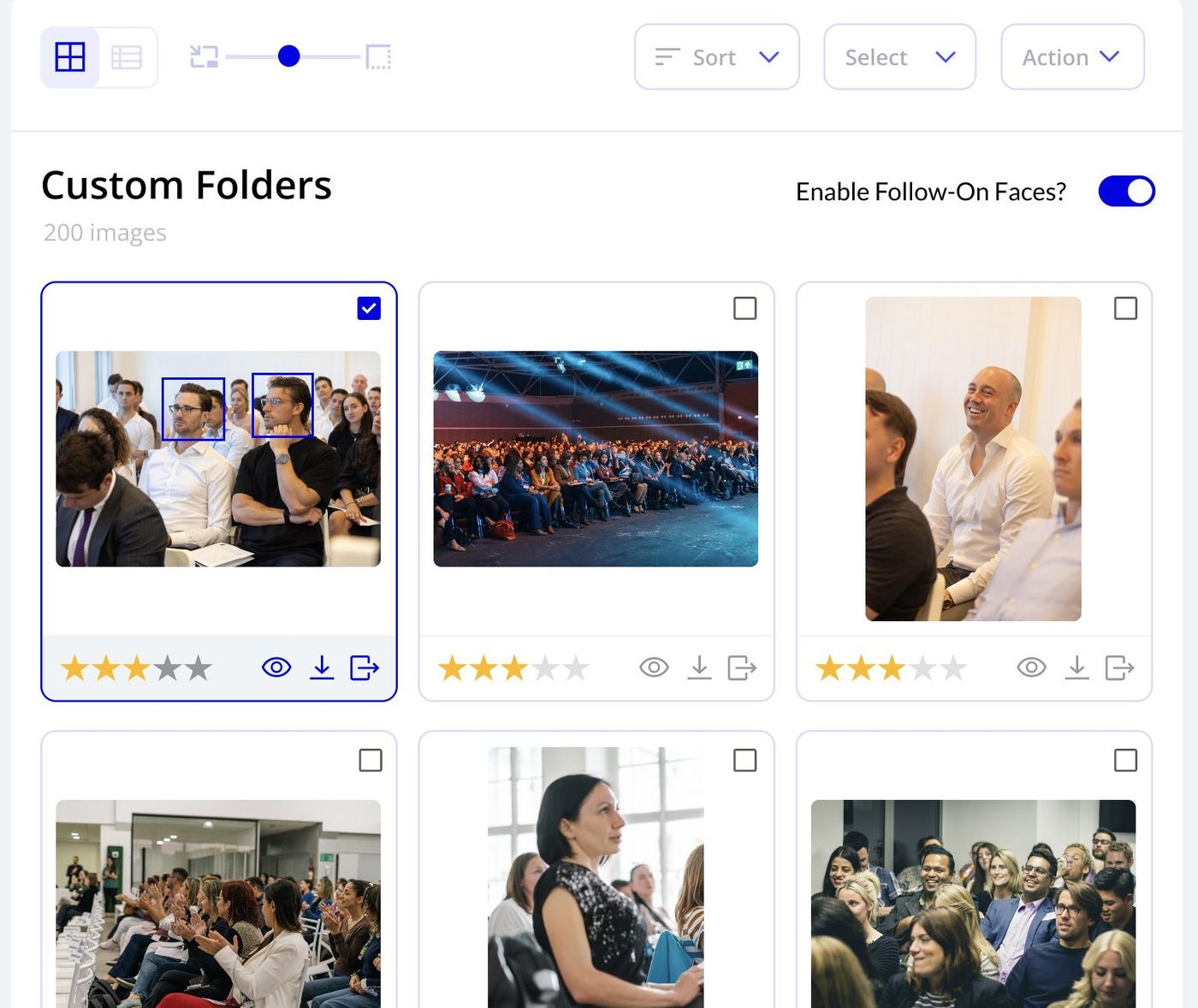 Facely Gallery custom folders with Follow-On Faces
